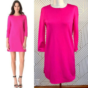 Tibi Pink Ponte Knit 3/4 Sleeve Shift Dress